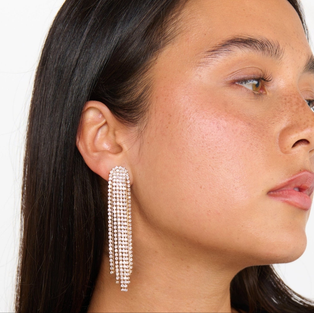 Petit Moments Tassel Rhinestone Earrings 20$